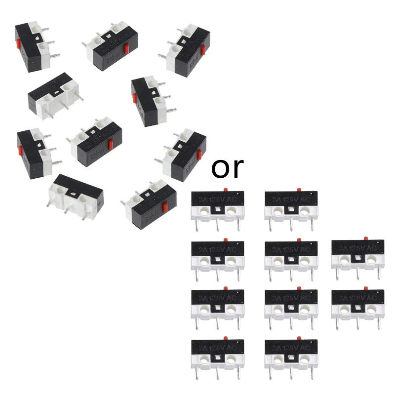 QX2B 10 Pcs 3 Pin Mouse Micro  Gaming Mouse Button Replacement  Subminiature  Durable & Not Easy to Break