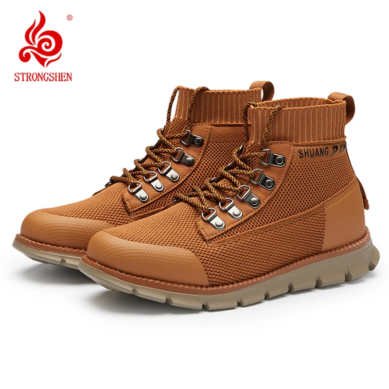 Spring Men Casual Shoes High Quality Comfortable Mesh Breathable Casual Ankle Boots Outdoor Anti Slip Lightweight Walking Shoes