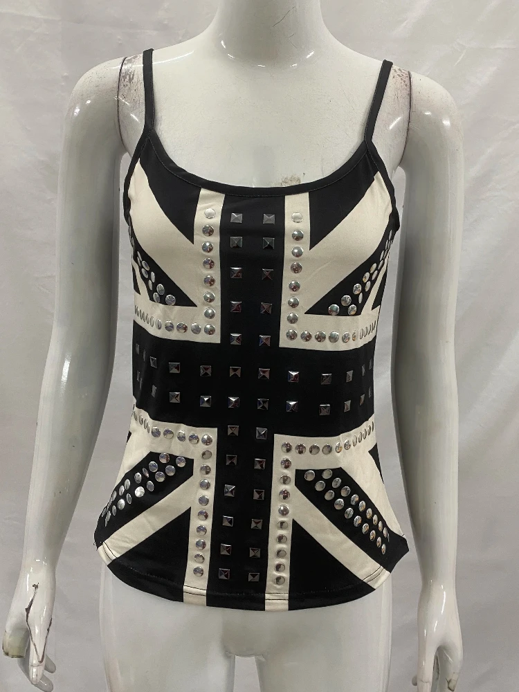 Spicy girl summer new hot diamond vest with contrasting color sleeveless exposed navel slim fit contrasting color short top