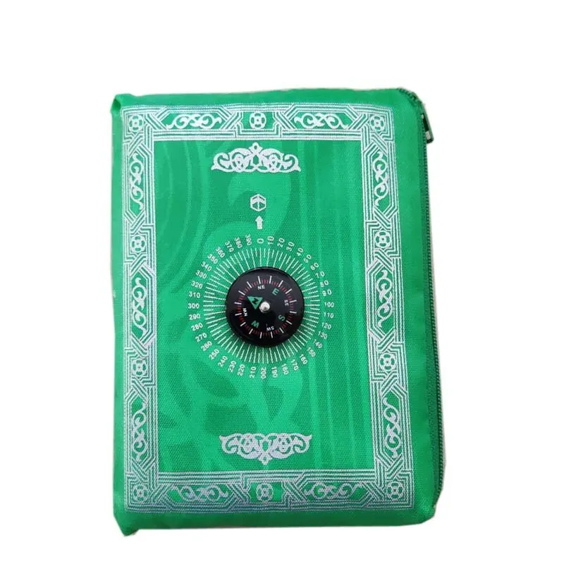 Gebedsmat Polyester Draagbare Gevlochten Matten Eenvoudig Bedrukt met Kompas In Etui Reizen Thuis Nieuwe Stijl Mat Dekentje 100x60cm