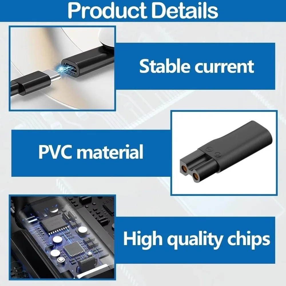 6 PCS USB Type C Female Shaving Type-C Charger Adapter 2.35mm 1.8mm Shaving Power Adapter Two-Hole Shaving Charging Adapter