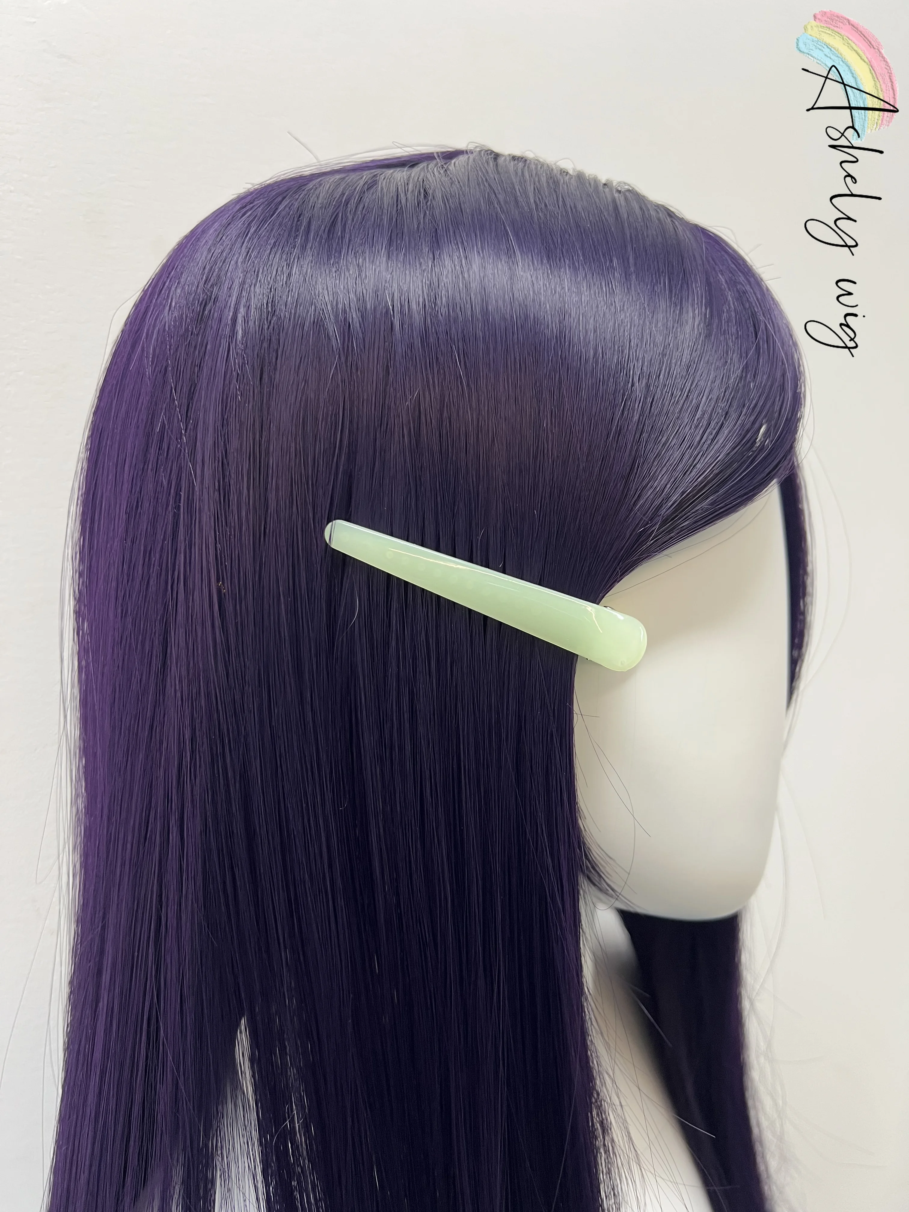 Parrucca Cosplay Starfire Parrucca viola scuro Parrucche per capelli lisci da 24 pollici Parrucche per capelli naturali Parrucche per capelli sintetici in fibre ad alta temperatura