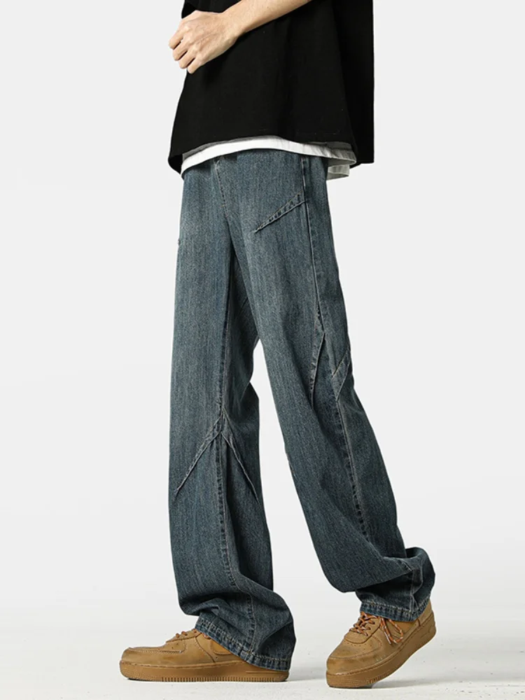 

Slim Fit Straight Leg Jeans Men's Thin New Sle Loose Wide Leg Pants High Street Vibe Wear Resistant Spring Autumn Long Pants