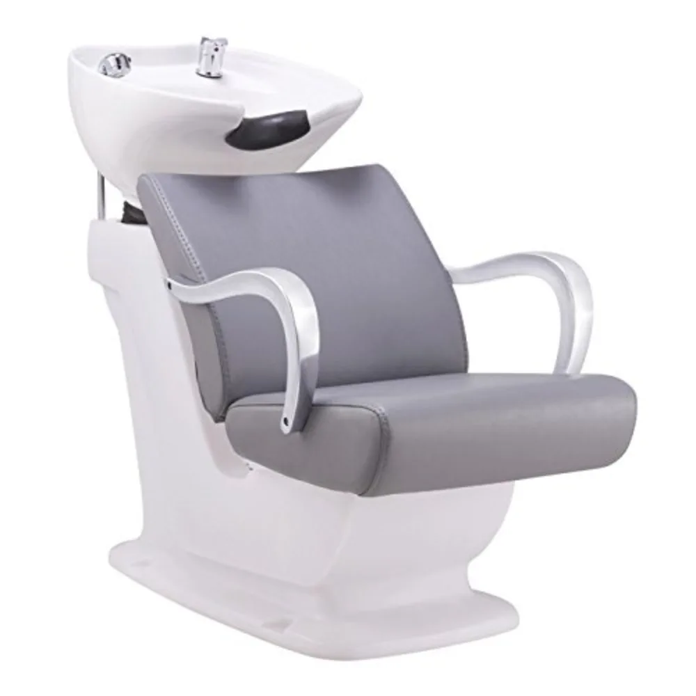 Beauty Salon Shampoo Backwash Unit Sink Station Tilting Ceramic Sink with Adjustable Seat