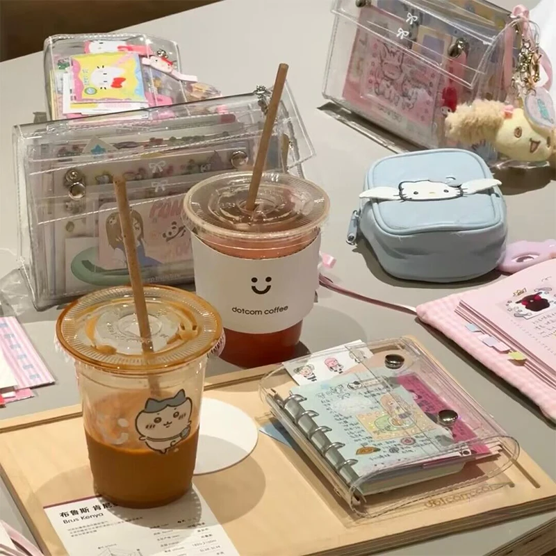 Nieuwe Transparante Eenvoudige Kawaii Meisjes Pvc 6 Lagen Opbergtas Make-Ups Briefpapier Potlood Zak Potlood Potlood Case Kaarthouder