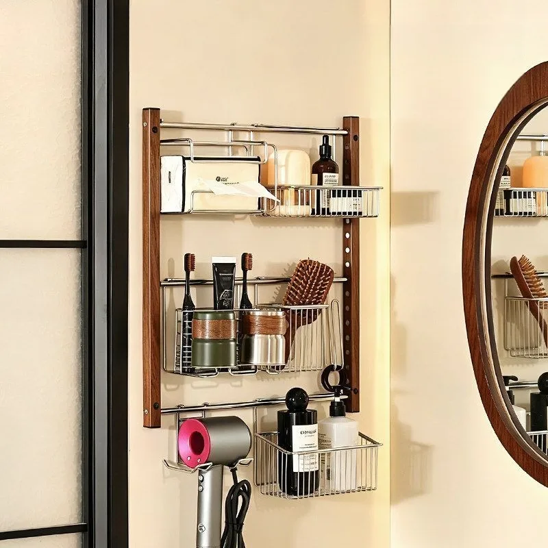 Stainless Steel Bathroom Shelf Floating Wall Shelves Multifunctional Organizer Rack Modern Storage Racks Bathrooms Accessories