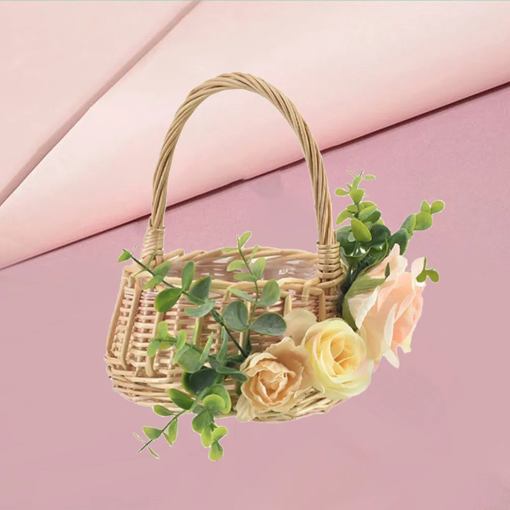 

1Pcs Elegant Vintage Wedding Flower Basket for Flower Girl Rose Petals Scattering Ceremony Decor Romantic Bridal Processional
