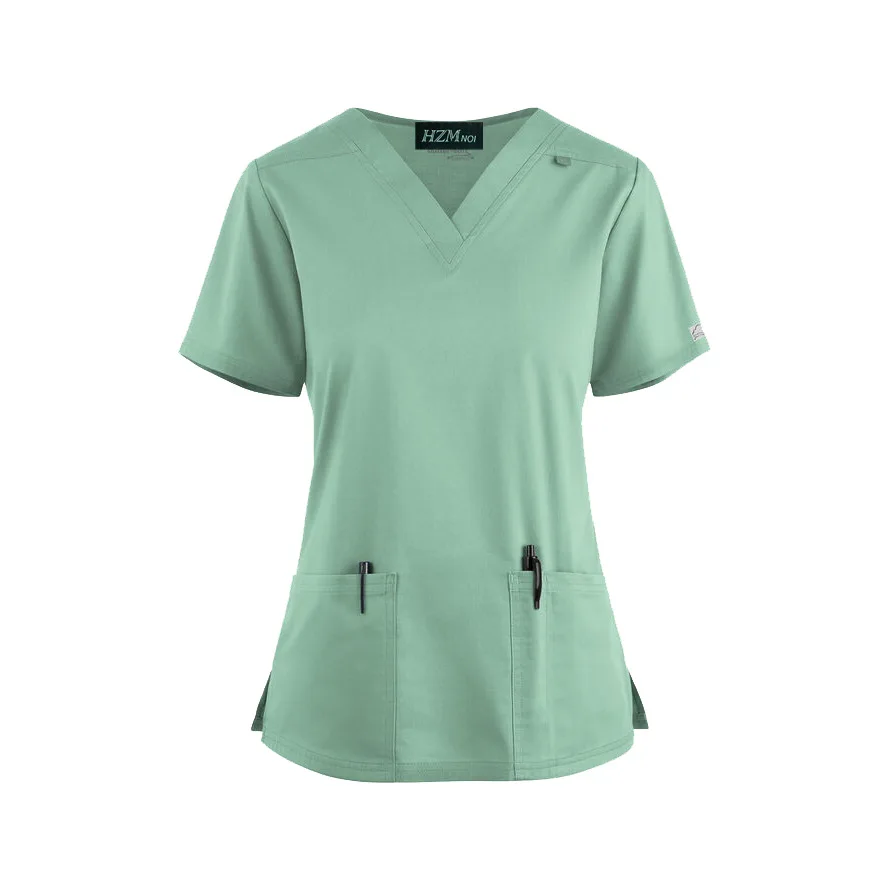 Uniformes quirúrgicos ligeros de algodón para hombre y mujer, conjunto de Top de manga corta y pantalones para sala de operaciones, ropa de trabajo para médico