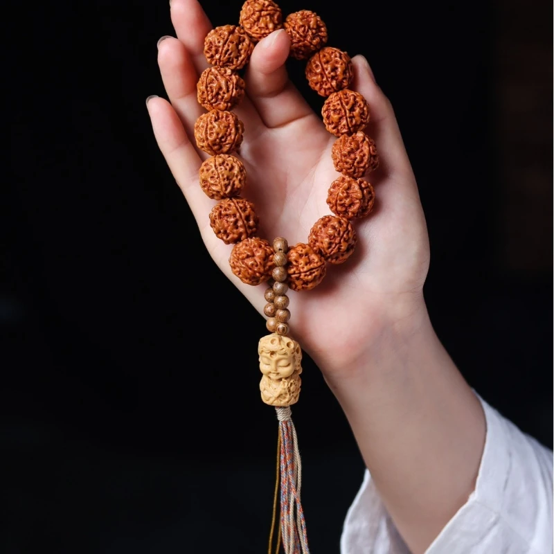 Bracelet de perles de prière Wenwan avec pompon Tara naturel Rudraksha, boucle unique, pour hommes et femmes