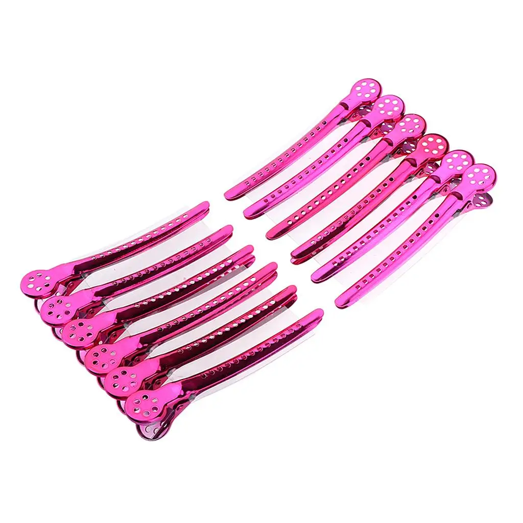 Duck Sectioning Clips Stainless Steel Hair Clamps 12pcs Lot Pro Hair Salon Accessories for Hair Styling and Barbering Equipment 4