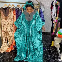 African Dresses for Women Summer Fashion African Women 3/4 Sleeve Polyester Sequined Long Dress Muslim Abaya African Clothes