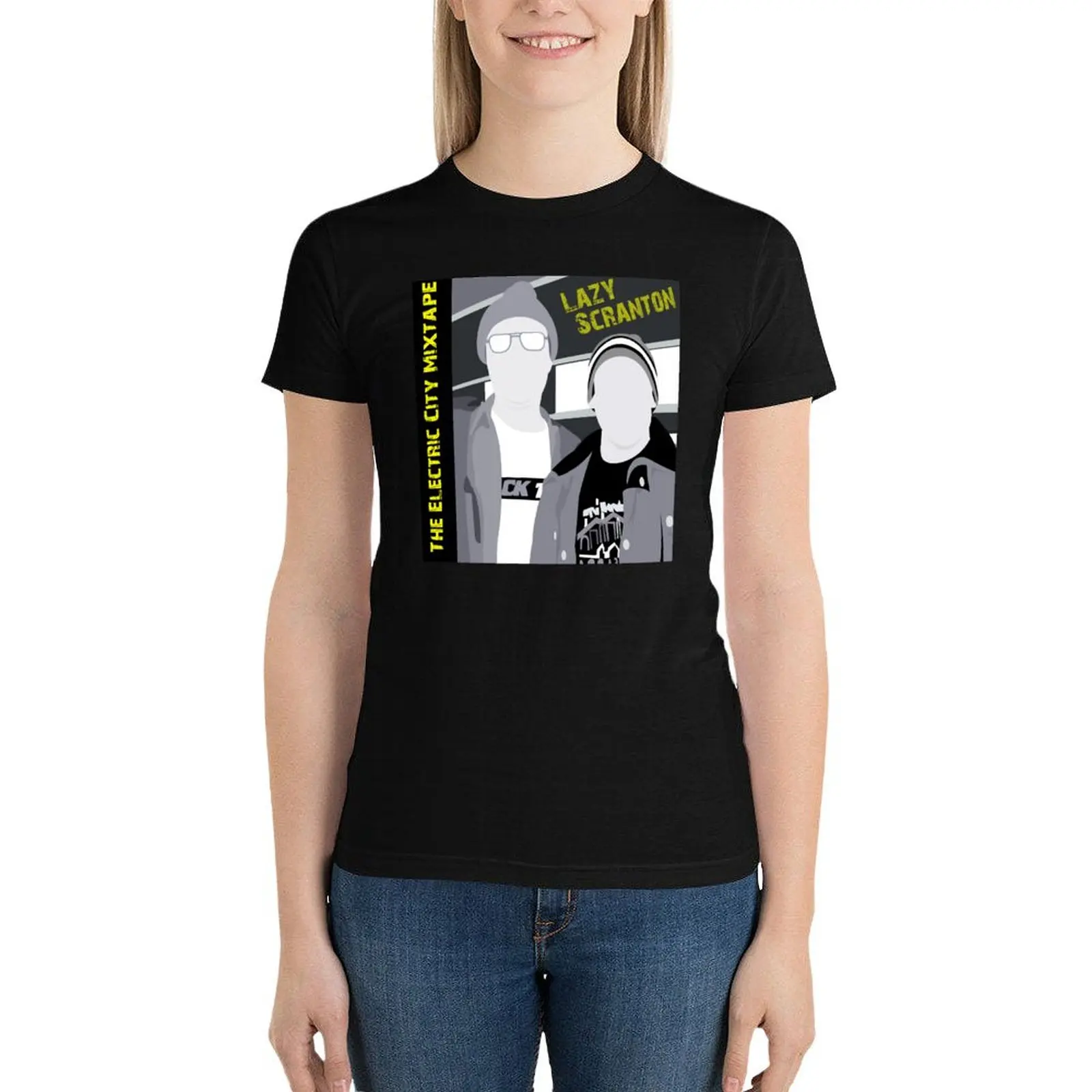 

The Electric City Mixtape | Black and White T-Shirt oversized Short sleeve tee graphics graphic t-shirts for Women