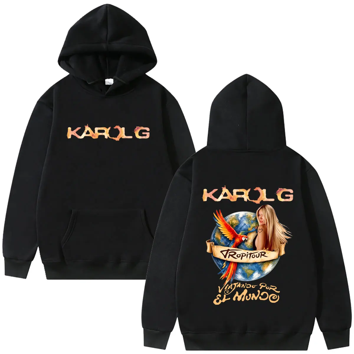 

Karol G Viajando Por El Mundo Tropitour 2026 Hoodie Men Women Fashion Casual Pullover Hoodies Unisex Vintage Oversized Tracksuit