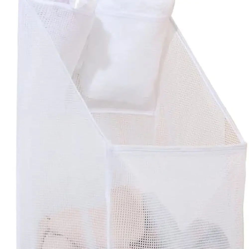 

Door-Mounted Mesh Laundry Basket Organizer for Compact Spaces: Versatile Storage for Home, Dorm, and RV in White