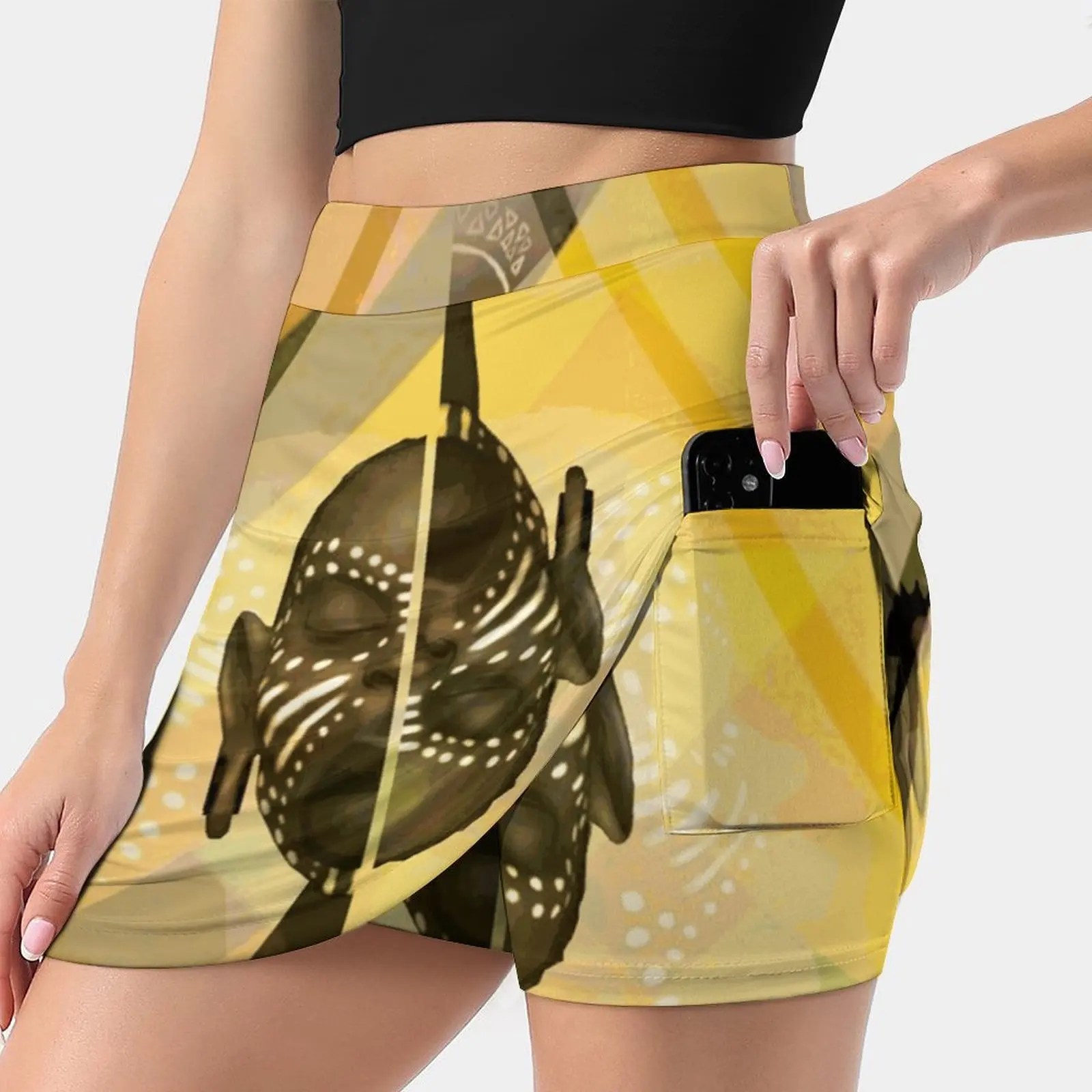 African Inspired Print New Women Skirts Double-Layer Printed Short Dress Mini Sport Skirt Africa Nature Heritage Culture Canva