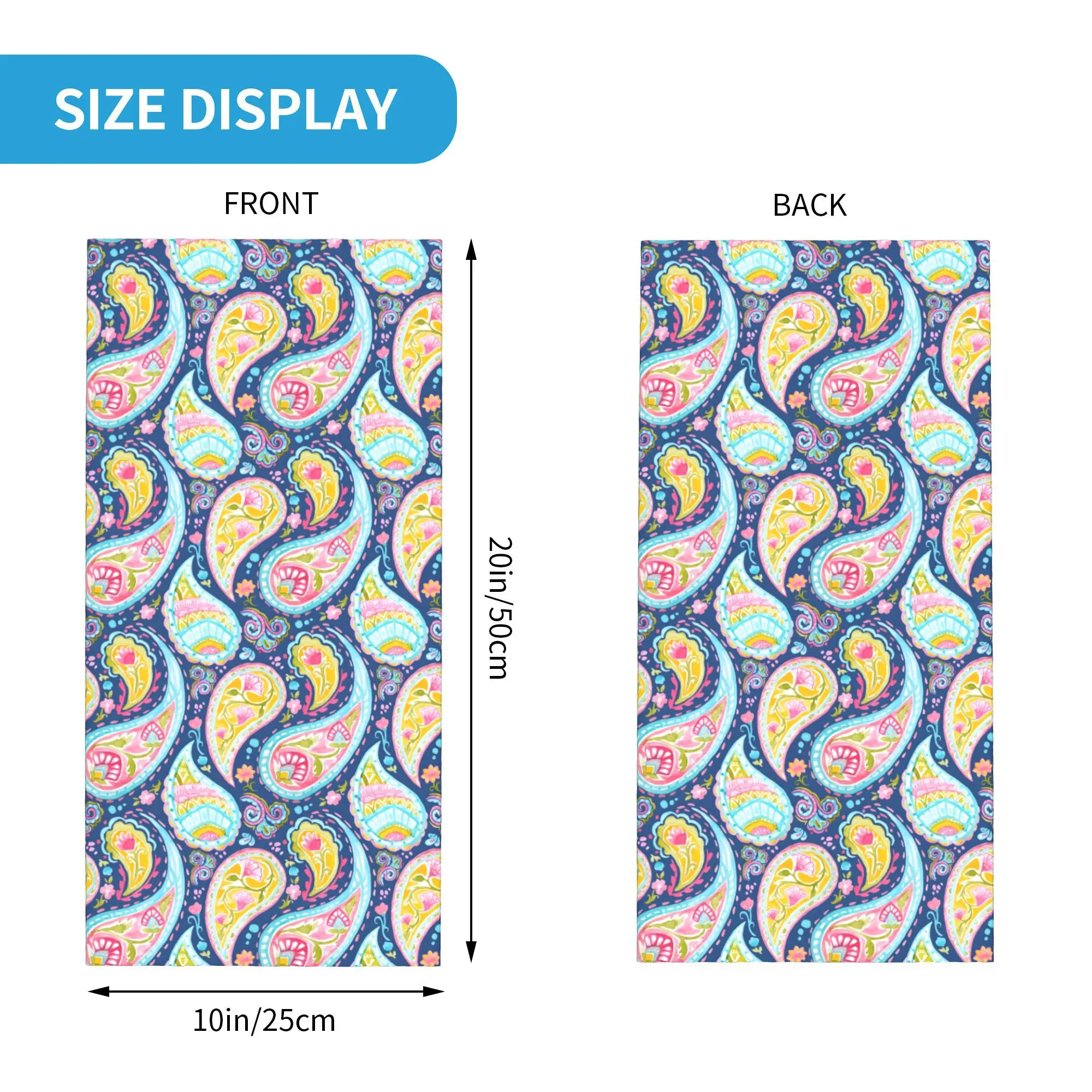 Custom Colorful Retro Paisley Pattern Bandana Winter Neck Warmer Men Windproof Wrap Face Scarf for Hiking  Gaiter Headband