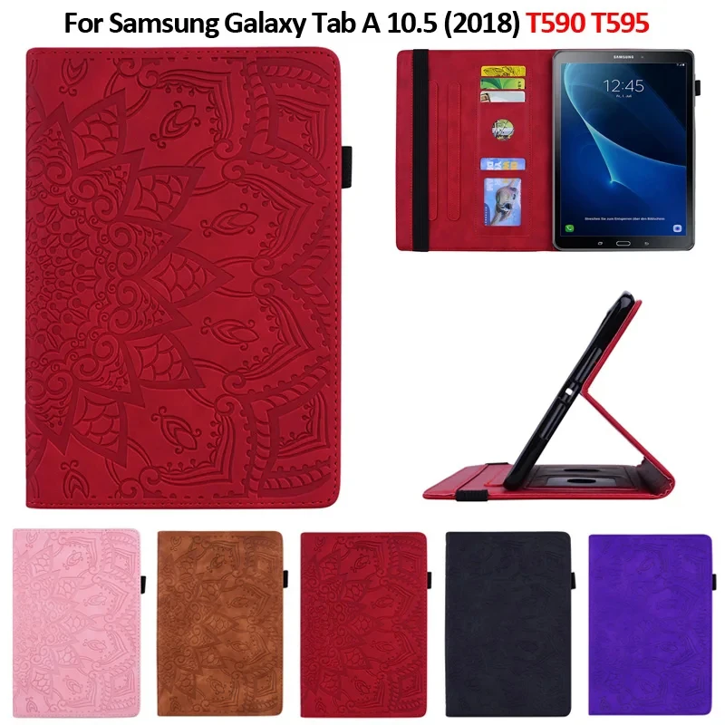Coque For Samsung Galaxy Tab A A2 10.5 2018 SM-T590 SM-T595 Embossed PU Leather Stand Wallet Tablet For Samsung Tab A 10.5 Case