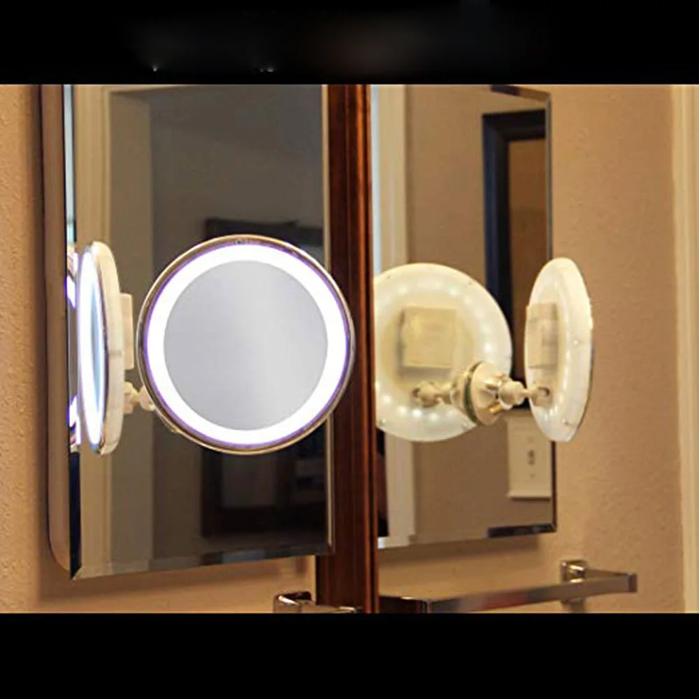 

【NEW YEAR 】Makeup Vanity Mirror Portable With LED Light Suction Cup 360° Rotating Makeup Glass Home Desktop Bathroom Travel