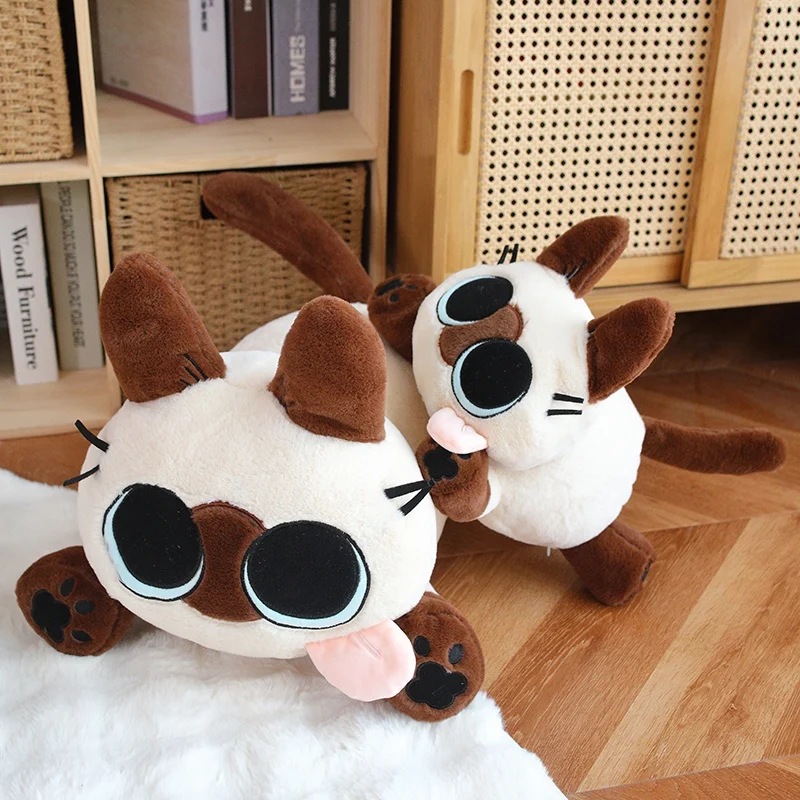 35-60cm Cute Siamese Cat Cartoon Stuffed Plush Animal Baby Cuddly Toy Soft Sleep Pillow Kawaii Deco for Kids Girls Birthday Gift