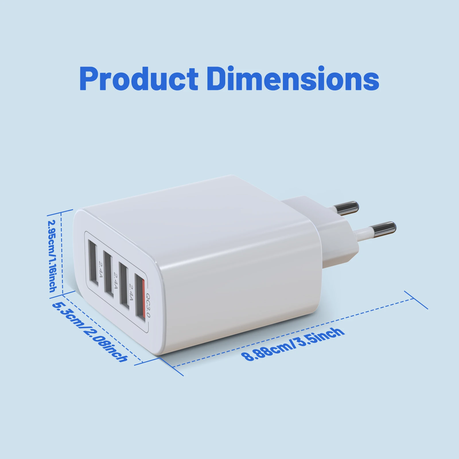 60W 4-Port USB Fast Charger Wall Adapter with QC3.0, for iPhone Samsung iPad Tablet, Simultaneous Charging 4 Devices