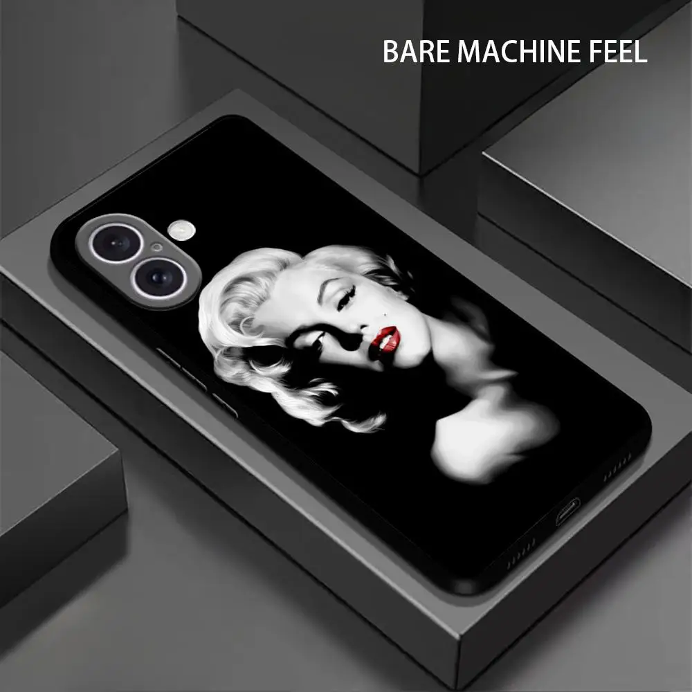 Fashion M-Marilyn M-Mon-roE Phone Case For iPhone 16 15 14 13 12 11 X XR XS 8 Plus Mini Pro Max Soft black Shockproof Cover