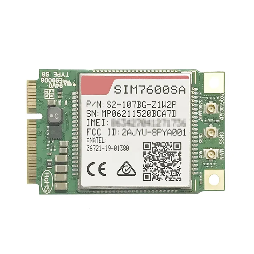 

Новый модуль SIM7600SA LTE Cat1 Mini PCIe с GNSS-приемником, поддерживающий LTE-FDD B1/B2/B3/B4/B5/B7/B8/B28, LTE-TDD B40/B66, UMTS/HSPA+ B1/B2/B5/B8