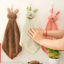 Toalla de mano colgante con dibujos de animales, toallita suave de felpa práctica para cocina y baño, accesorios de limpieza para el hogar, 1 unidad