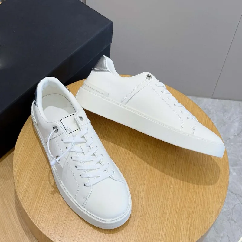 European Station Men's Shoes Trendy Brand Calfskin Casual Board  High-end Sports Popular Platform White Sneakers