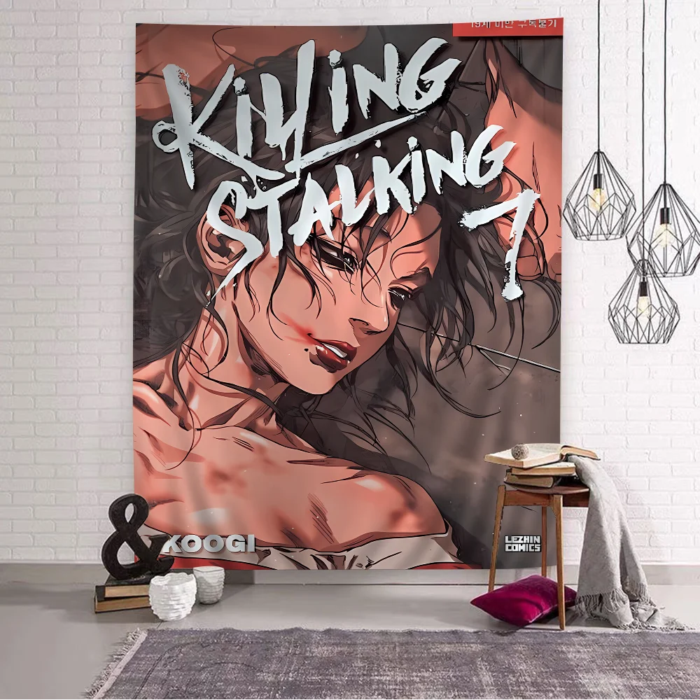 Anime Killing Stalking Chart Tapestry Art Science Fiction Room Home Decor Cheap Hippie Wall Hanging