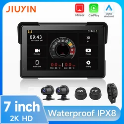 7 inch motorcycle 2K HD multimedia player GPS navigation video recorder wireless CarPlay Android Auto IPX8 waterproof screen BT