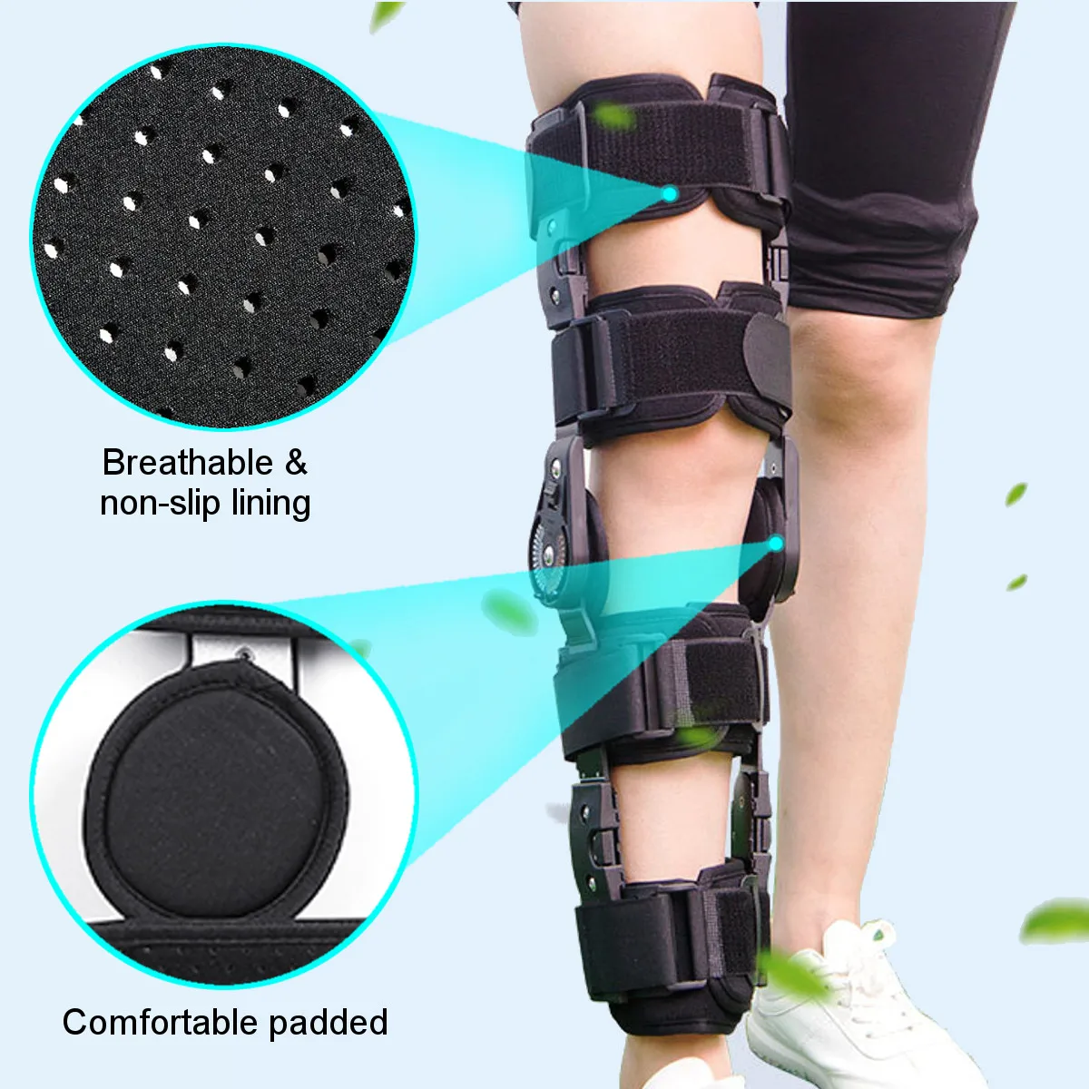 Orthopedic Support Knee Pads,Adjustable, 0-120 Degree Hinged Leg Band,Knee Brace Protector,Powerleg Bone Orthosis, Ligament Care