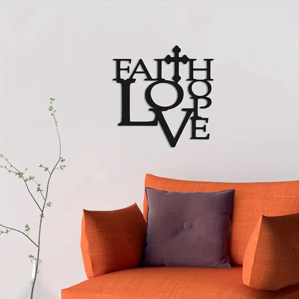 CIFBUY Deco Faith, Love, Hope Metal Wall Hanging Sign Art Ornaments Collection Home Decoration Outdoor Porch Office Terrace Livi