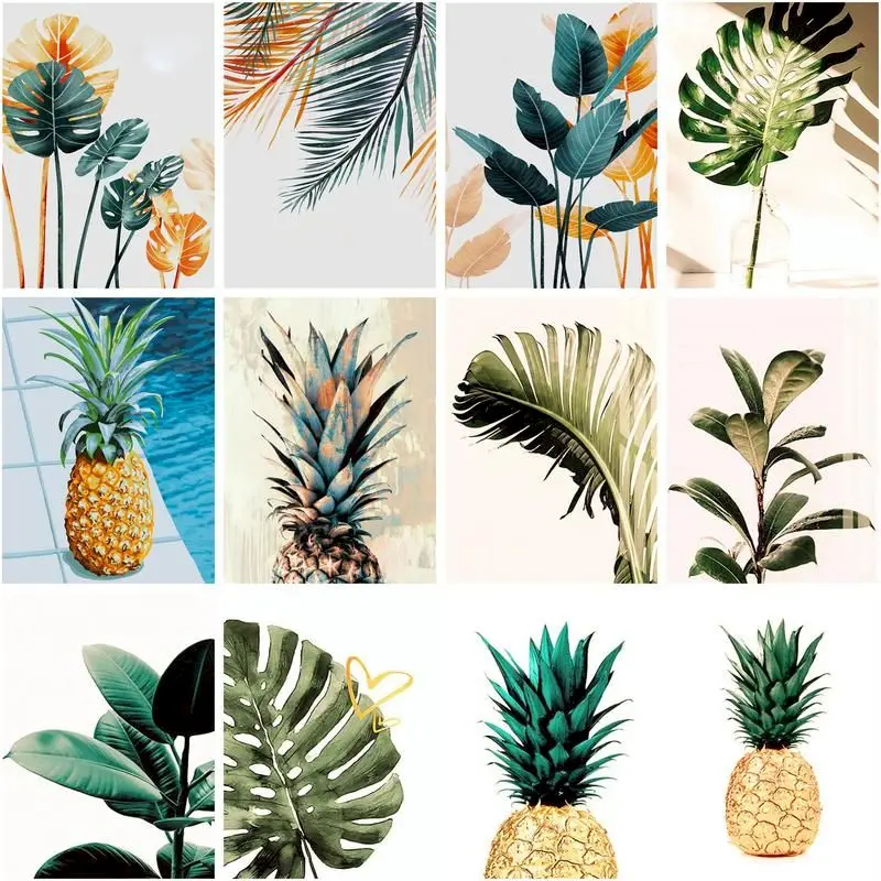 CHENISTORY immagini fai da te per numero foglie e kit ananas pittura per numero moderna per adulti opere d\'arte dipinte a mano