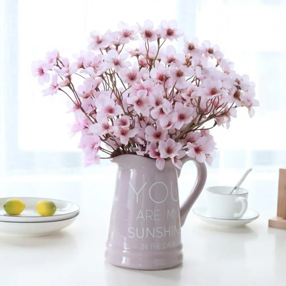 

Artificial Flower Fade Resistant No Watering Non-withered Long Branch Faux Peach Flower Floral Arrangement Plum Blossom Faux Sil