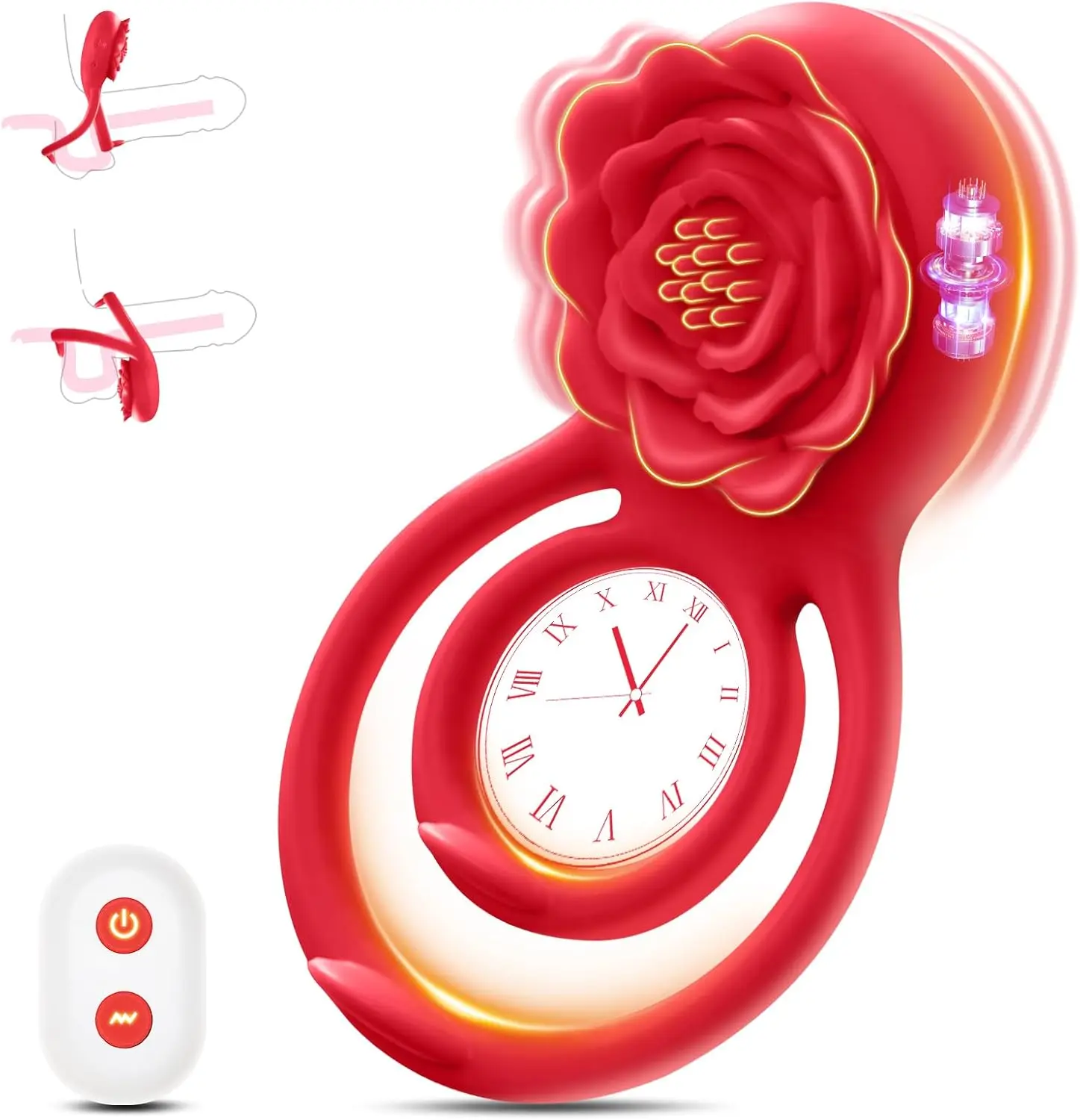 خاتم القضيب خاتم الورد مع هزاز 7 أوضاع الاهتزاز في وقت واحد يحفز البظر الخصيتين النشوة الجنسية الأزواج ألعاب الجنس الكبار