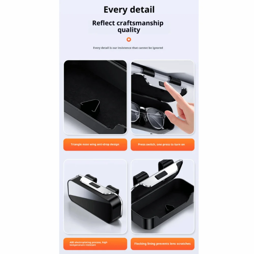 Premium Car Visor Glasses Case ABS Anti-Scratch Auto Sunglasses Organizer Stable Shock-proof Car Sunglasses Holder