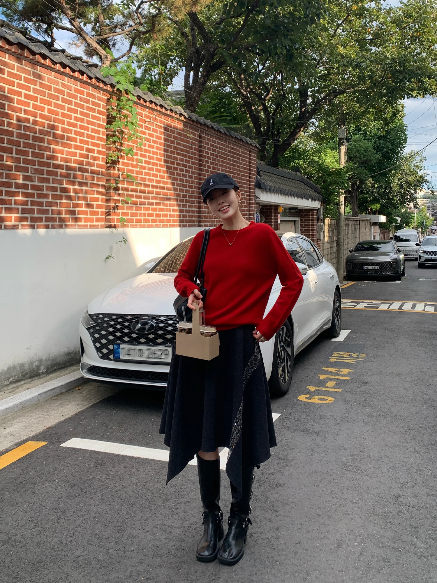 Pusumede Fashionable Irregular Midi Skirt Women's Design Sense Splicing Beads Small Audience Elegance mid Waist Polyester Fiber