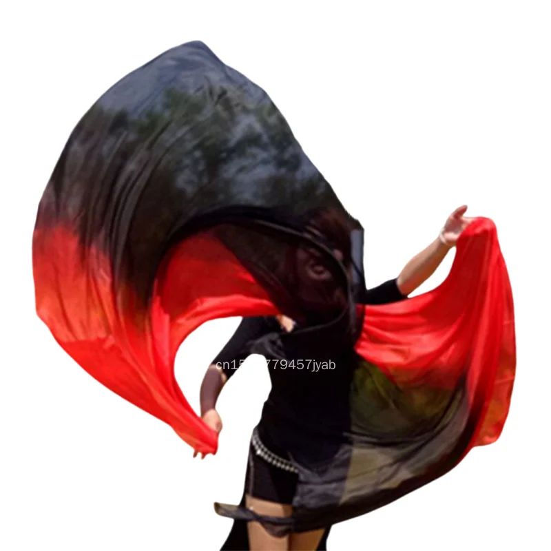 

Профессиональная танцевальная вуаль, 100% шелк, легкий струящийся шарф для рук, женский реквизит для соревнований танца живота, градиент 250 см