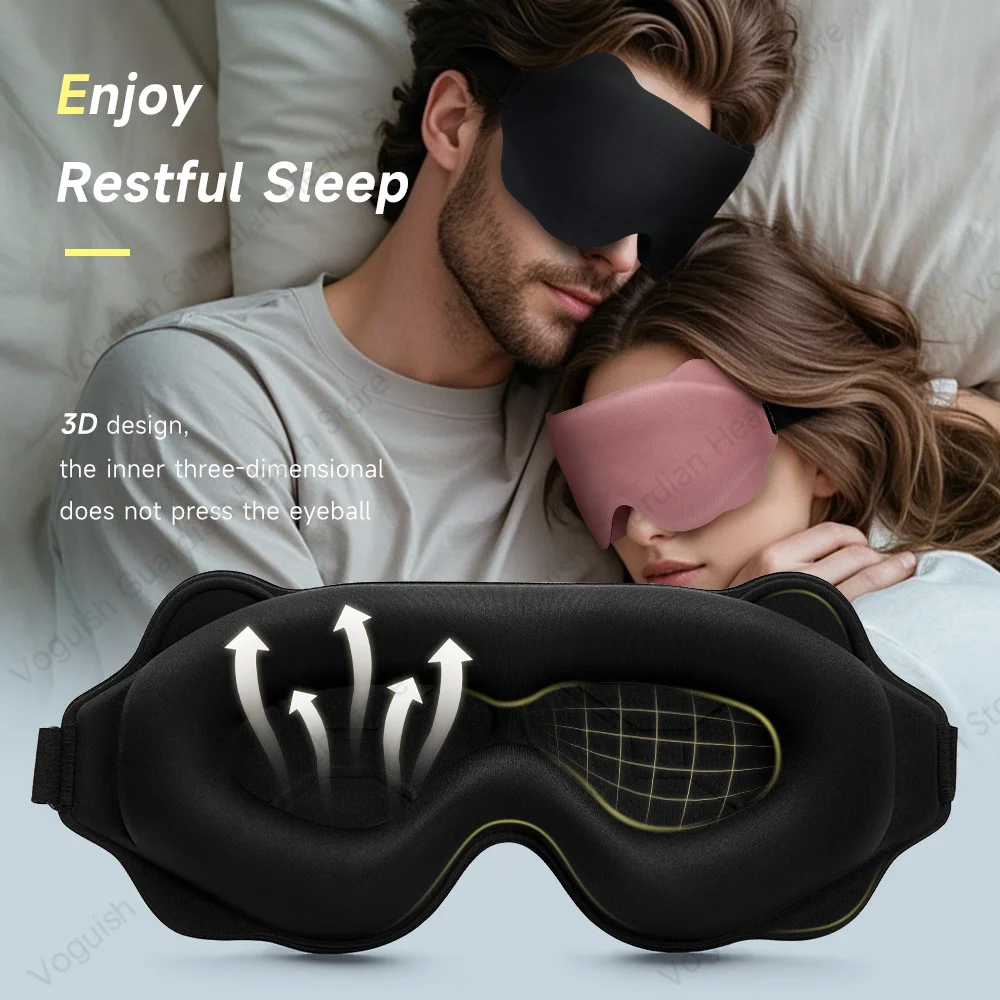 

3D маска для сна с повязкой на глаза, помощь для сна, мягкая пена с эффектом памяти, маска для глаз, блокирующая свет, давление давления, отдых, помощь при расслаблении, регулируемая маска