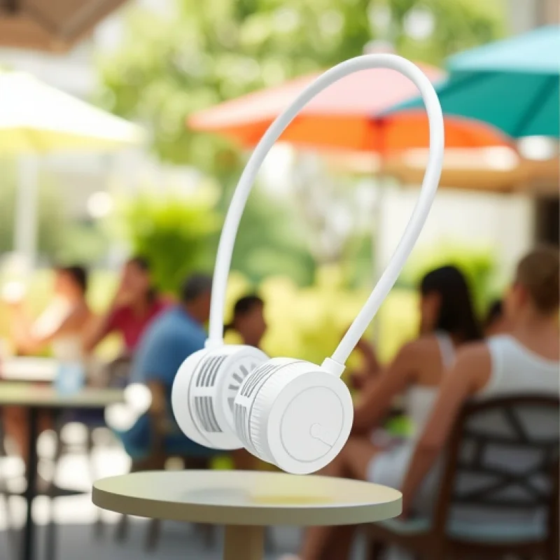 

Portable Hanging Neck Fan Portable Lazy Cooling Folding Little FanUSBSports Outdoor Leaf-Portable