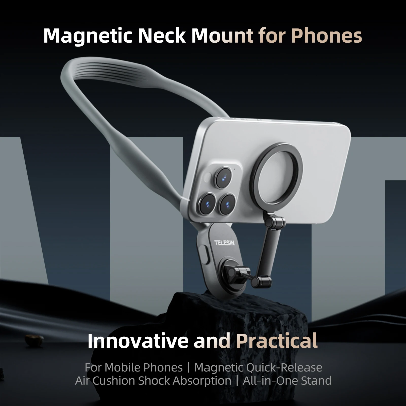 TELESIN Silicone Magnetic Neck Mount Quick Release Hold for Iphone 16 15 14 13 12 11 10 SAMSUNG HUAWEI XIAOMI Phone Accessories