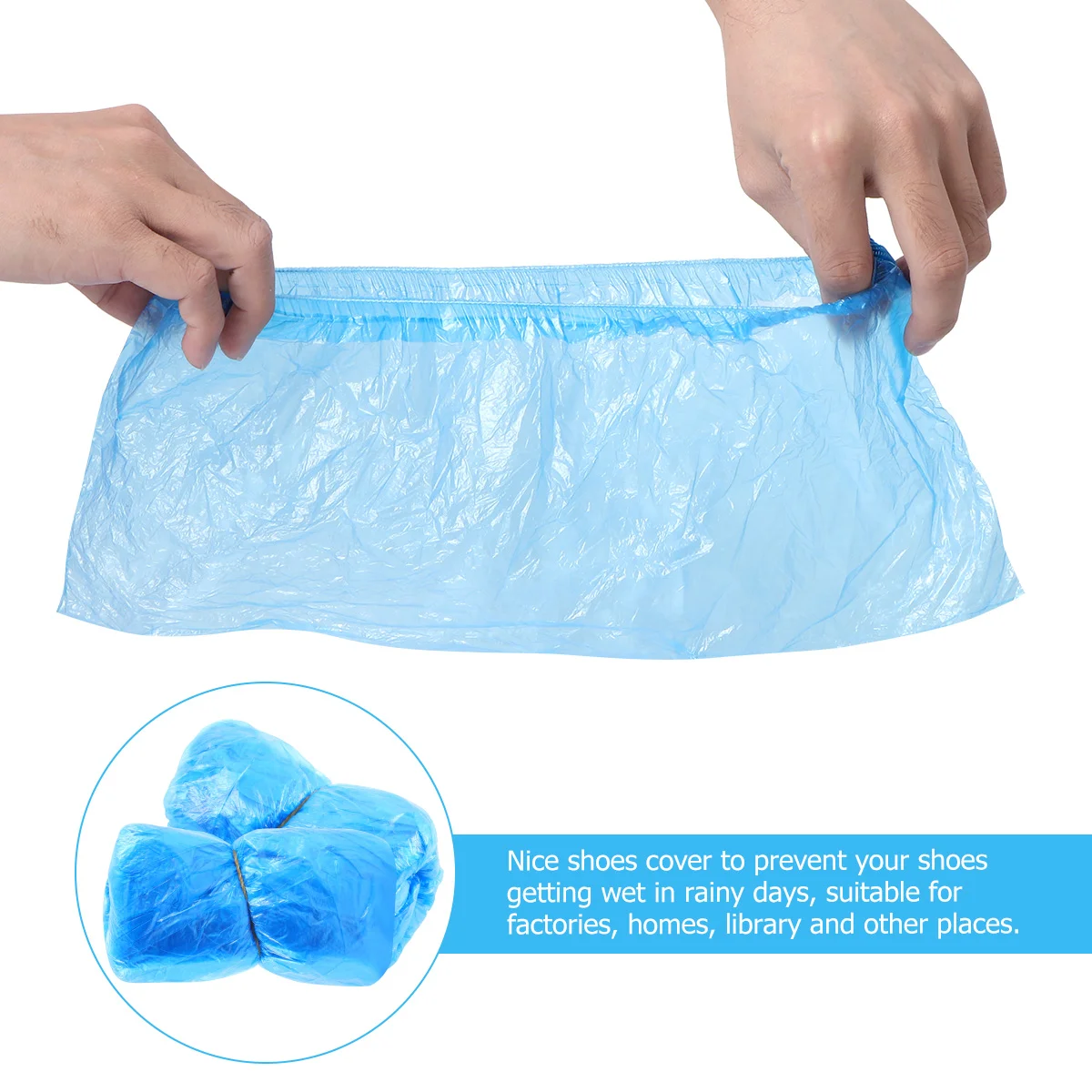 

100pcs Disposable Shoe Covers Polyethylene 33x16cm Elasticated All Shoes Home Hotel Office Car Carpet Cleaning