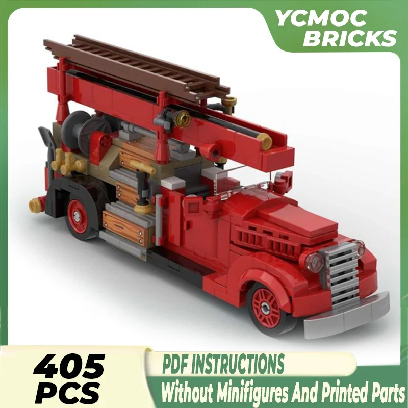 Moc Building Blocks Car Model 1937 Old Car Fire Engine V8-85 Technical Bricks DIY Assembly Famous Toys For Childr Holiday Gifts