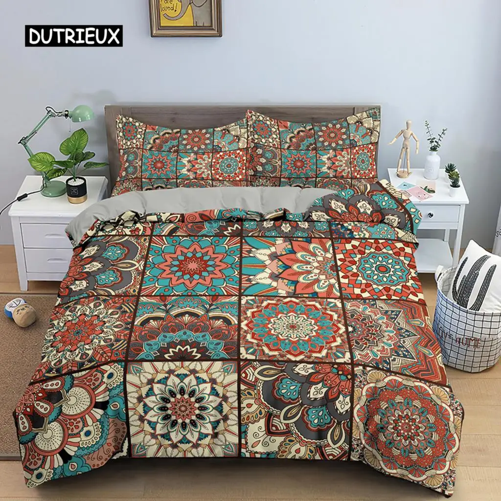 

Bohemian Style Duvet Cover Geometric Mandala Ethnic Style Bedding Set Double Queen King Size With Pillowcase Bedroom Decoration