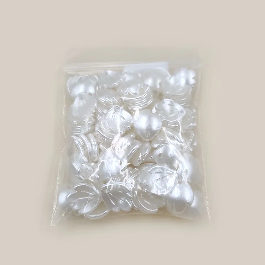 20pcs ABS White Imitation Pearl Leaf Shaped Loose Beads Jewelry Handmade Crafts For DIY Hair Jewelry Clothing Accessories