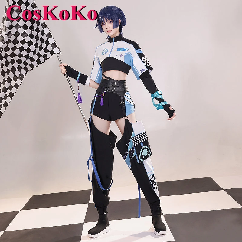 CosKoKo Wanderer/Scaramouche Cosplay Anime Genshin Impact Costume Derivative Product Handsome Racing Driver Uniform Daily Wear