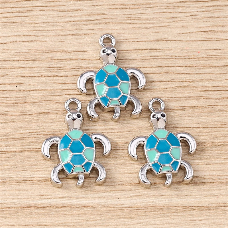 5 Stück 15x20mm Cartoon-Tieranhänger aus Emaille-Legierung, Schildkröten-Anhänger für Schmuckherstellung, Ohrringe, Halsketten, DIY-Bastelzubehör – Detail 4