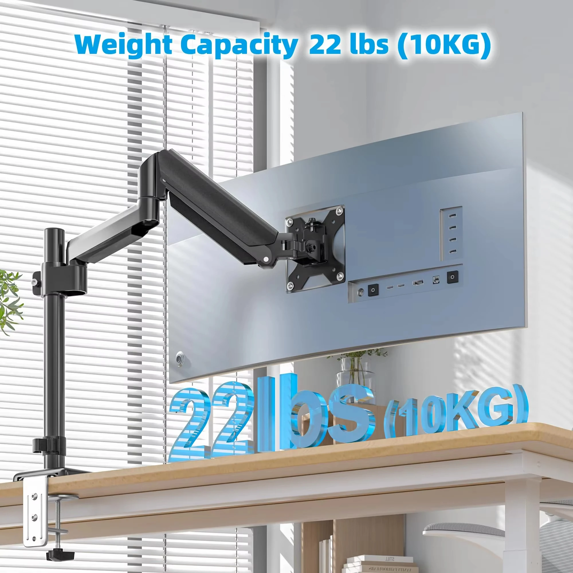 

Desktop Monitor Holder fits 13-32" Screen Single Arm Display Mount Bracket Height Adjustable Load-bearing 0-10kg