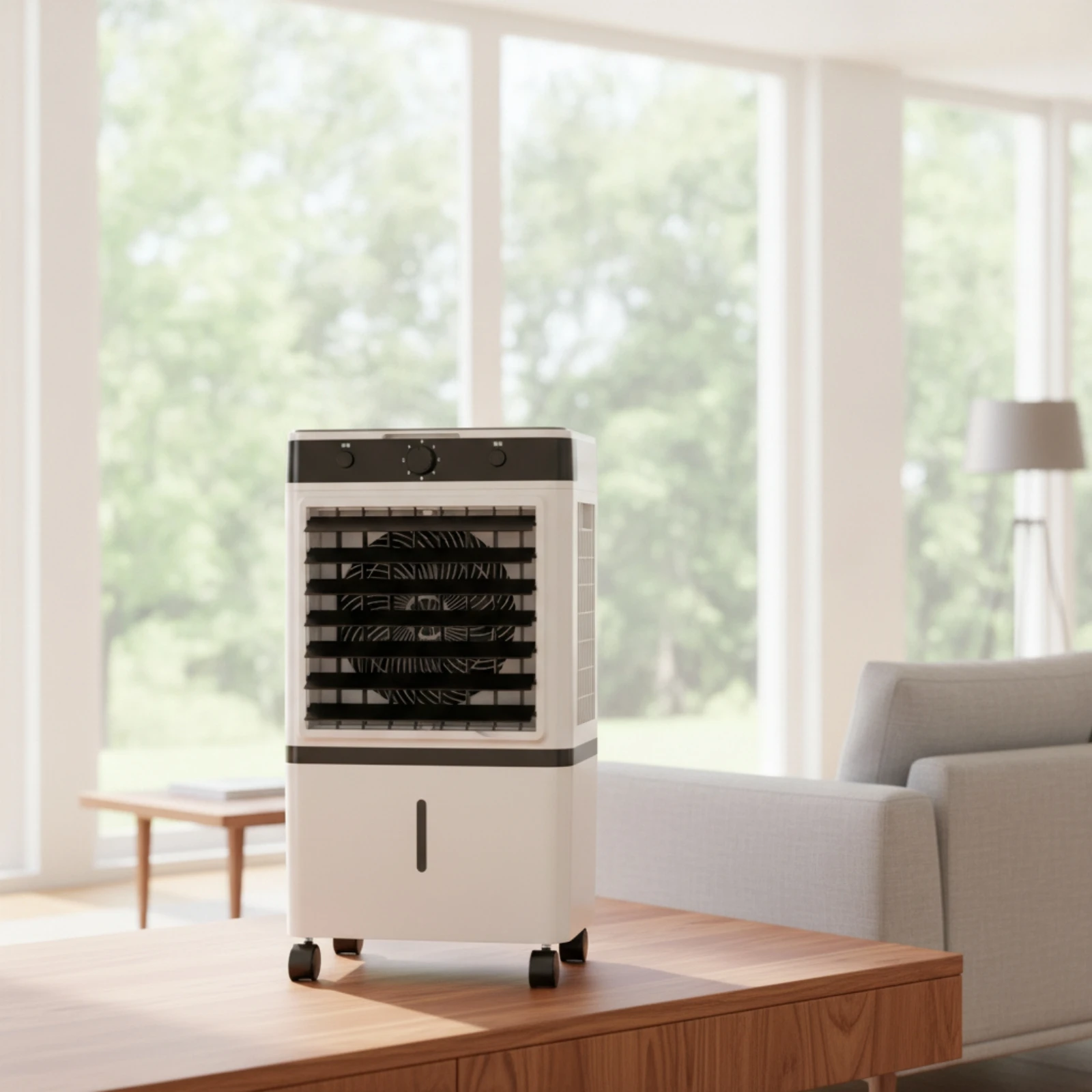 

Mobile Evaporative Air Cooler 14 L Water Tank Portable Evaporative Cooler Home Cooling Caster Wheels Side Vents