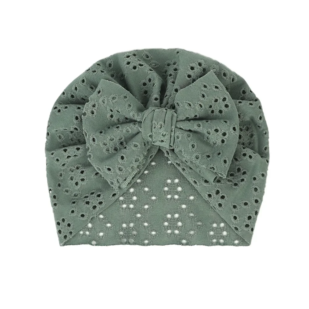 Cute Bow Baby Turban Hat Soft Elastic Kids Beanie Spring Summer Breathable Solid Color Baby Girl Bonnet Hats for Newborn Infant